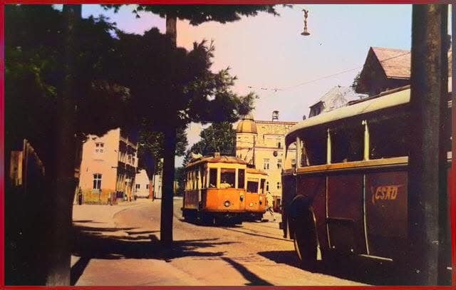 Čilá doprava ve starém Mšeně (archiv Jablečné město)