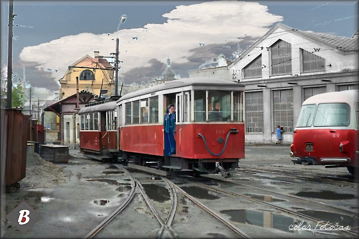 1963 Tramvajové DEPO u remize v Jablonci nad Nisou color Fotočas