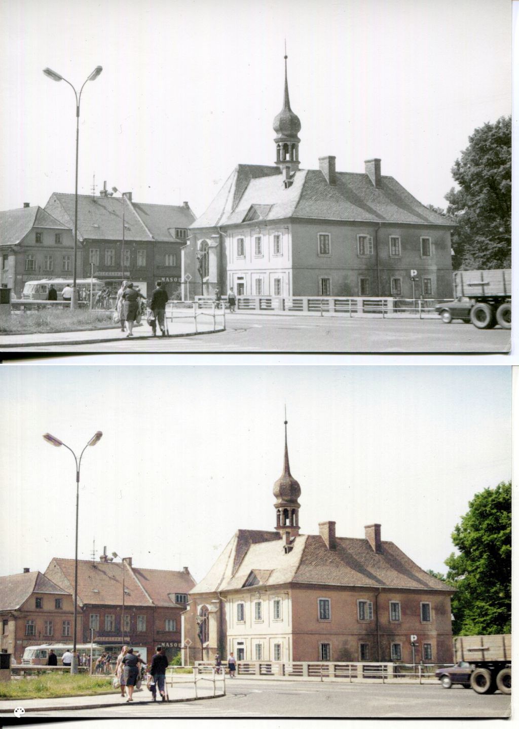 Vracíme se do července 1970 opět pohledem na křižovatku u kostela sv. Magdaleny. (archiv Českolipské obrázky)