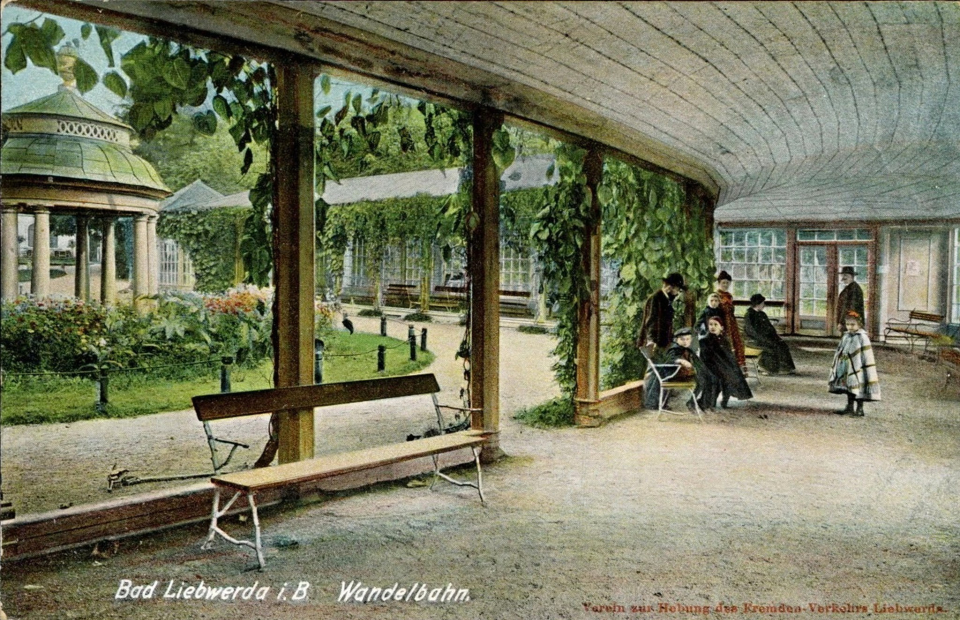 Lázně Libverda na pohlednici prošlé poštou v roce 1906. (archiv J.Peterka)