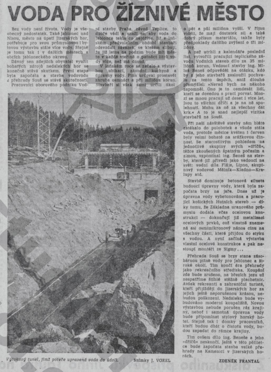 Rudé právo 24.února 1972 - přestavba Souše na vodárenské účely. (archiv R.Kitler)