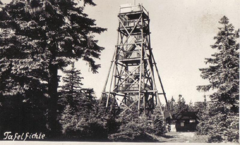 Smrk - historická pohlednice rozhledny z první republiky (soukr.sbírka IvoR) © anonym