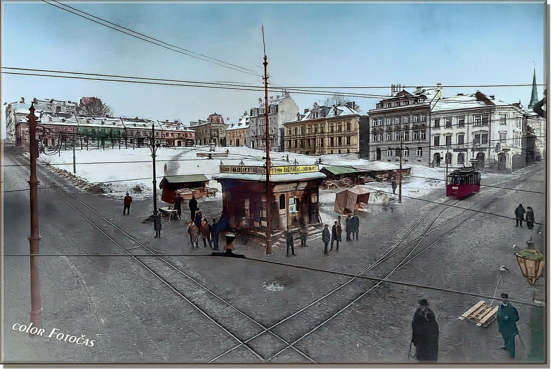 Zimní pohled na Alter Markt v Jablonci roku 1911 před naším narozením...😅👍 color Fotočas…