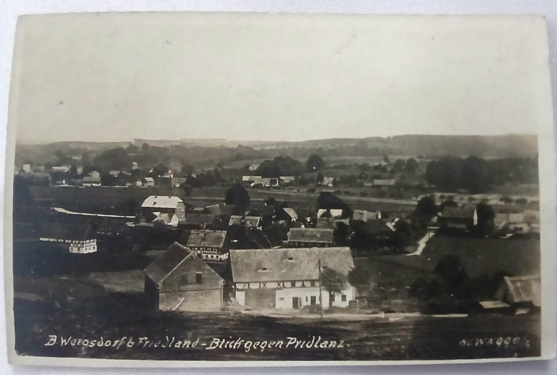Weigsdorf bei Friedland.Blick gegen Priedlanz.Višňová u Frýdlantu v Čechách.Pohled proti Předlánce (dnes součást Višňové) (archiv V.Honzejk)