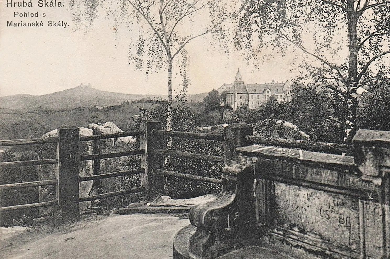 Trosky a Hrubá Skála z Mariánské vyhlídky - 1915.