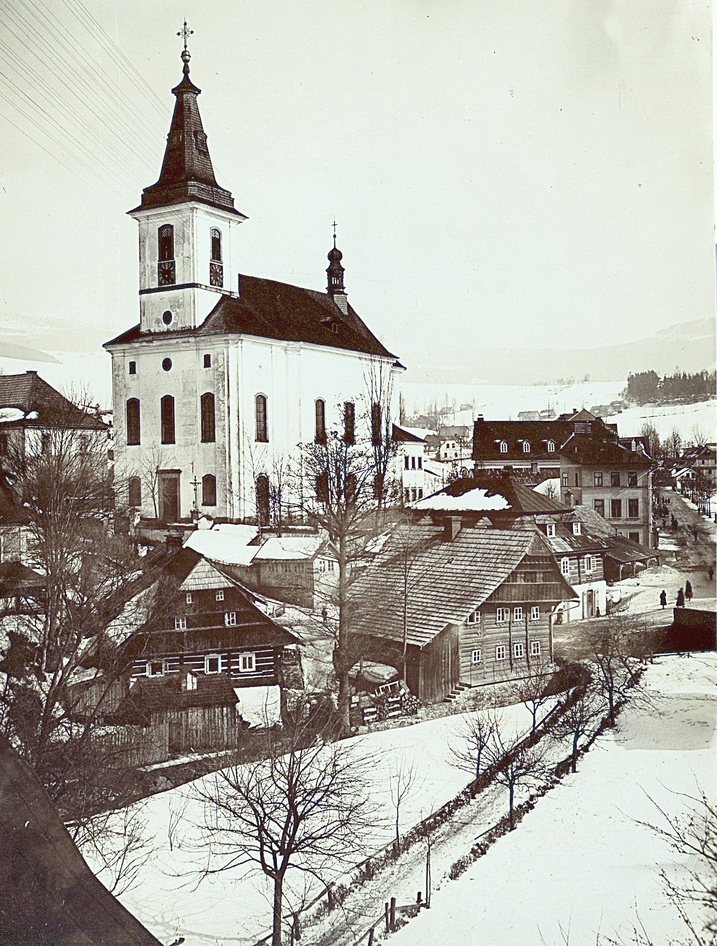 Původní centrum obce pod kostelem, okolo roku 1910.🌨️❄️☃️MN