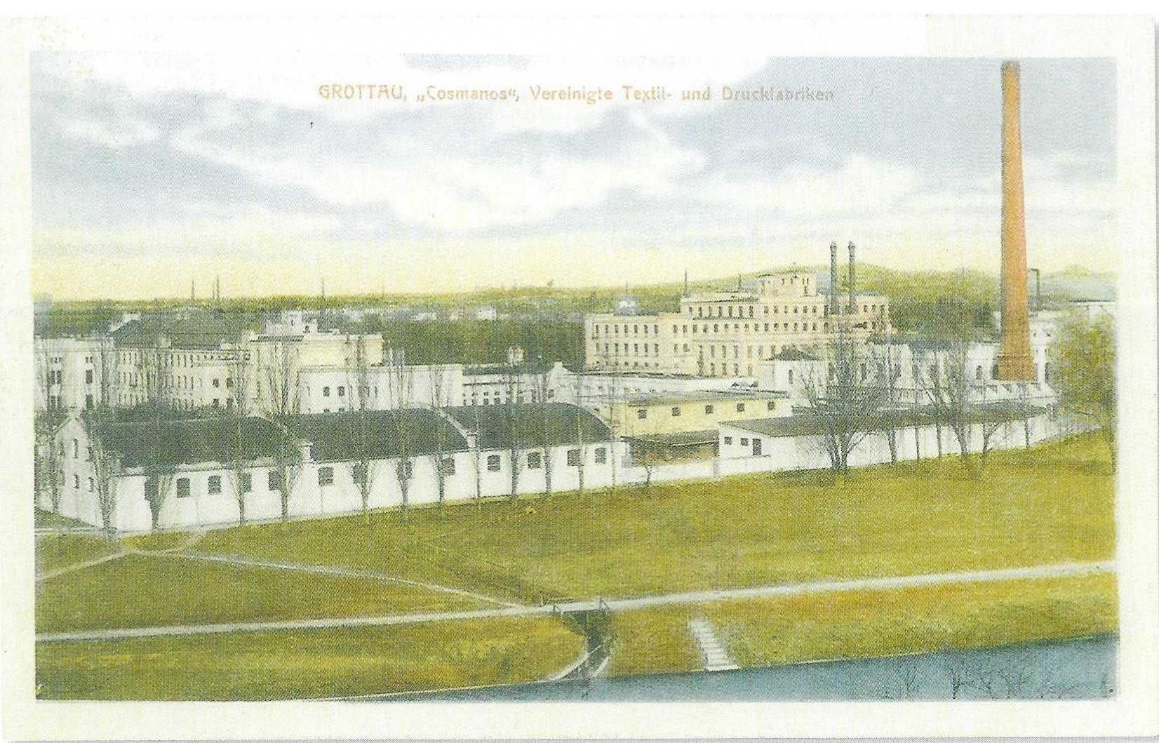 LOUČNÁ   celkový pohled na areál továrny Cosmanos na břehu   řeky Nisy   1914 