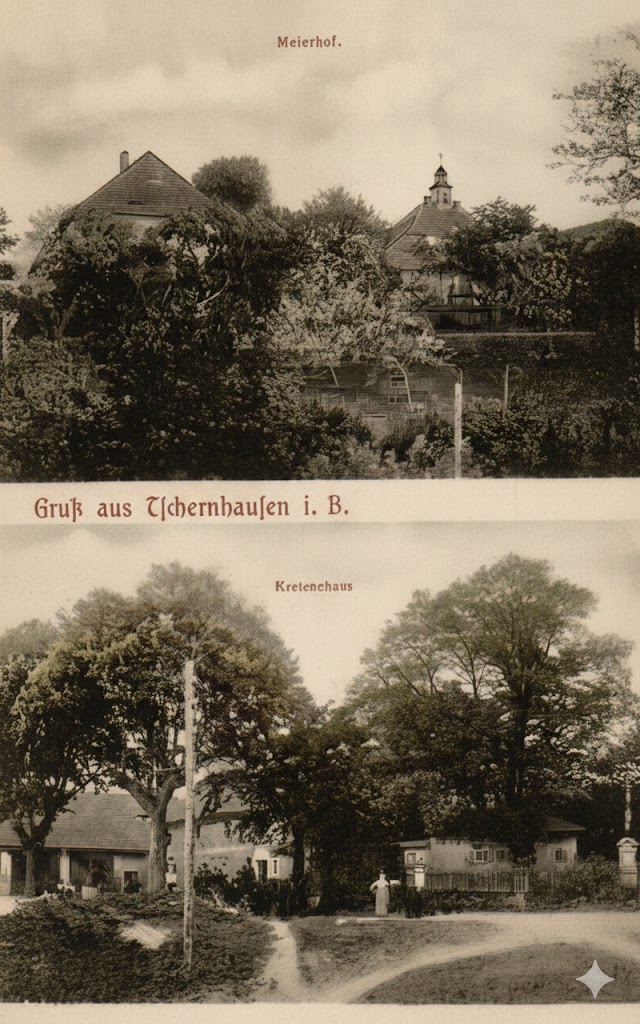 Pohlednice z Černous zaslána roku 1909. (archiv Obec Černousy)