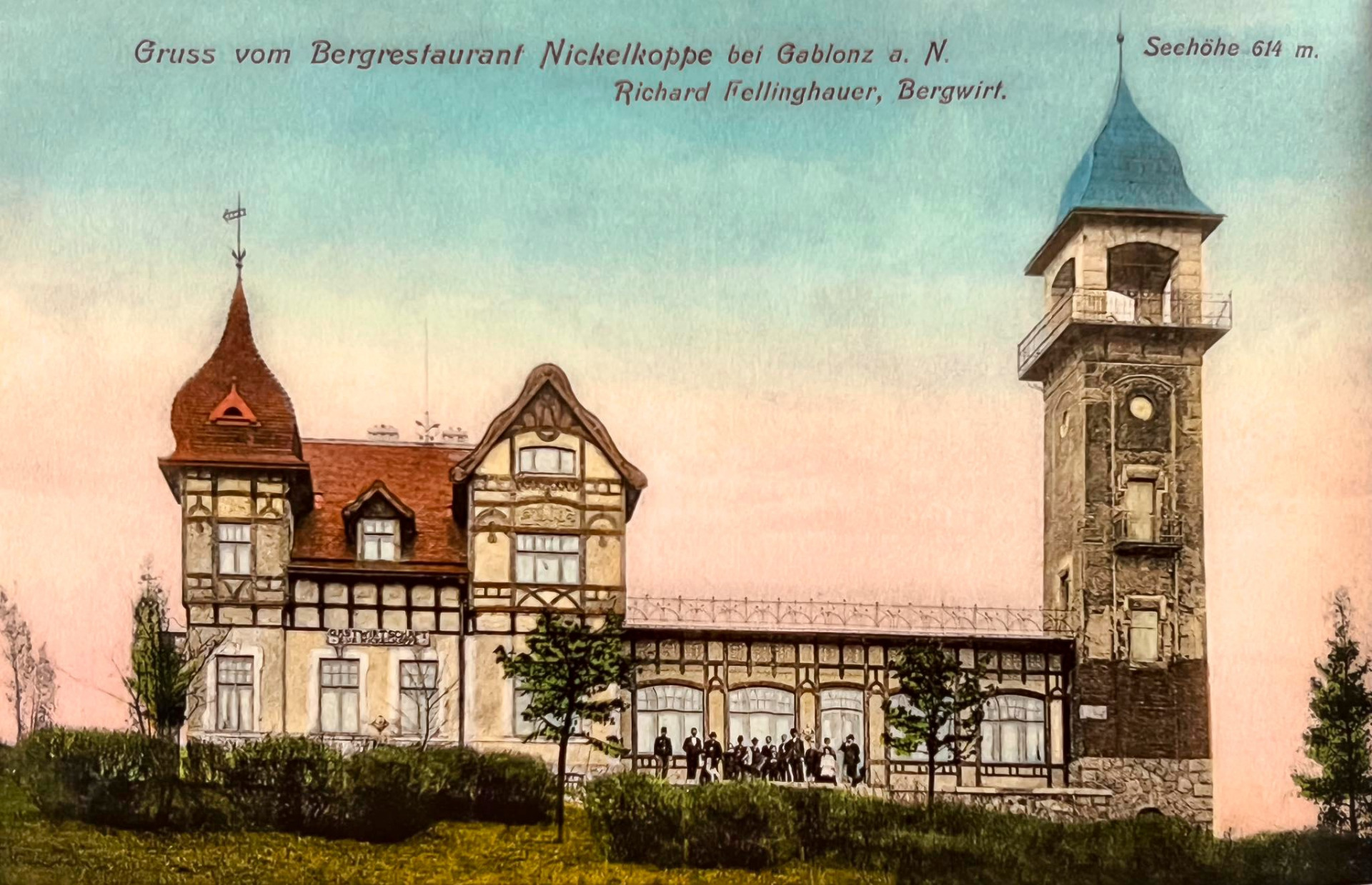 Rozhledna a restaurace Petřín z roku 1906, Jablonec nad Nisou. (archiv Eva Malíková)