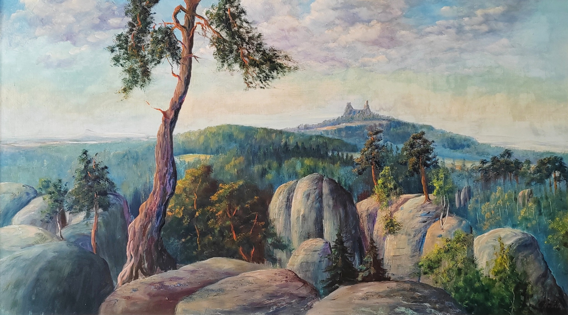 Malíř samouk Vratislav Kůtek z Brada - Rybníček, olej, velký formát. Sbírka Zdeněk Zeman