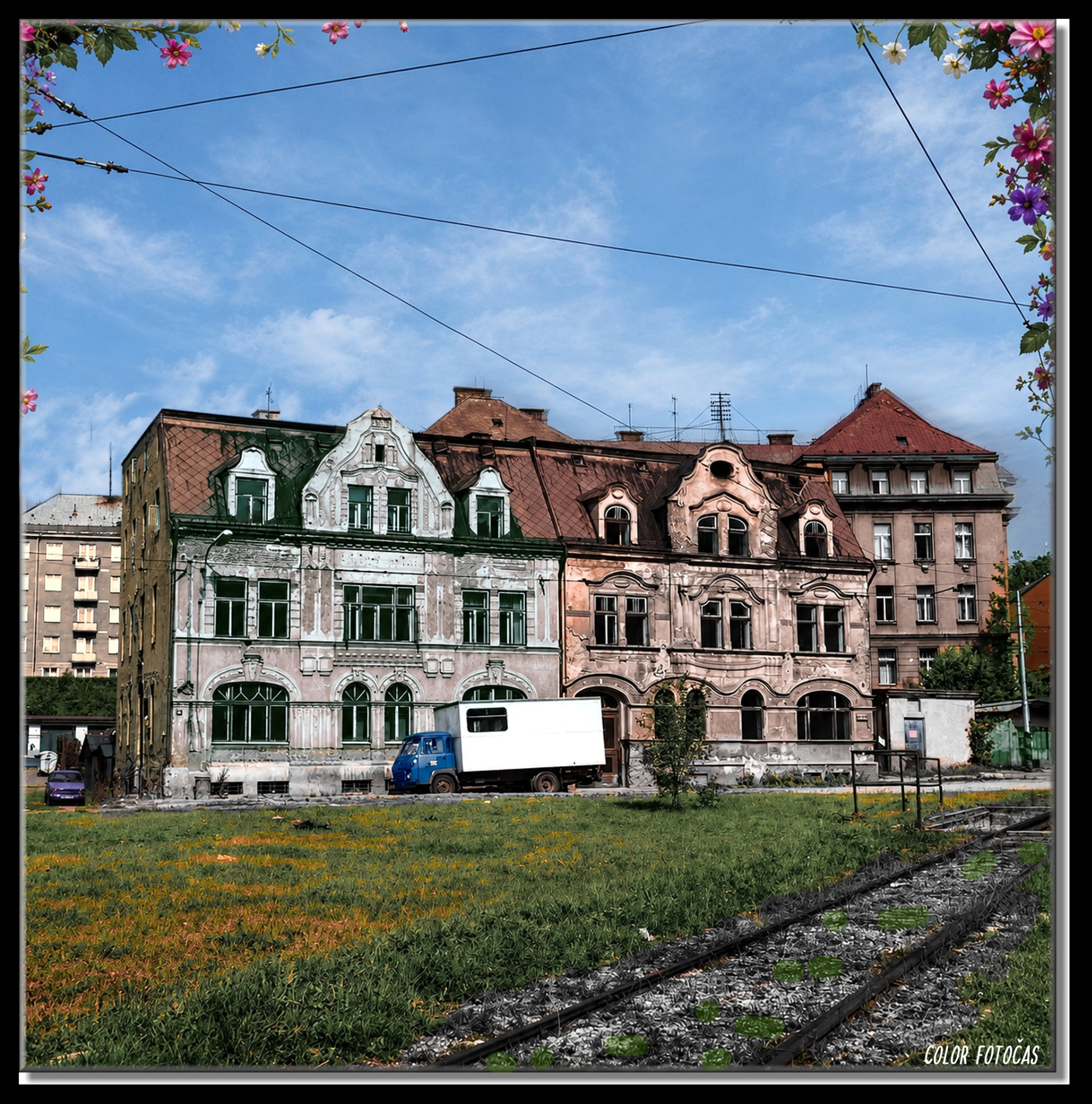 Stará a původní "Pasířská ulice" v Jablonci začínající na konečné tramvajové otočce u Městského parku těsně před svou proměnou color Fotočas