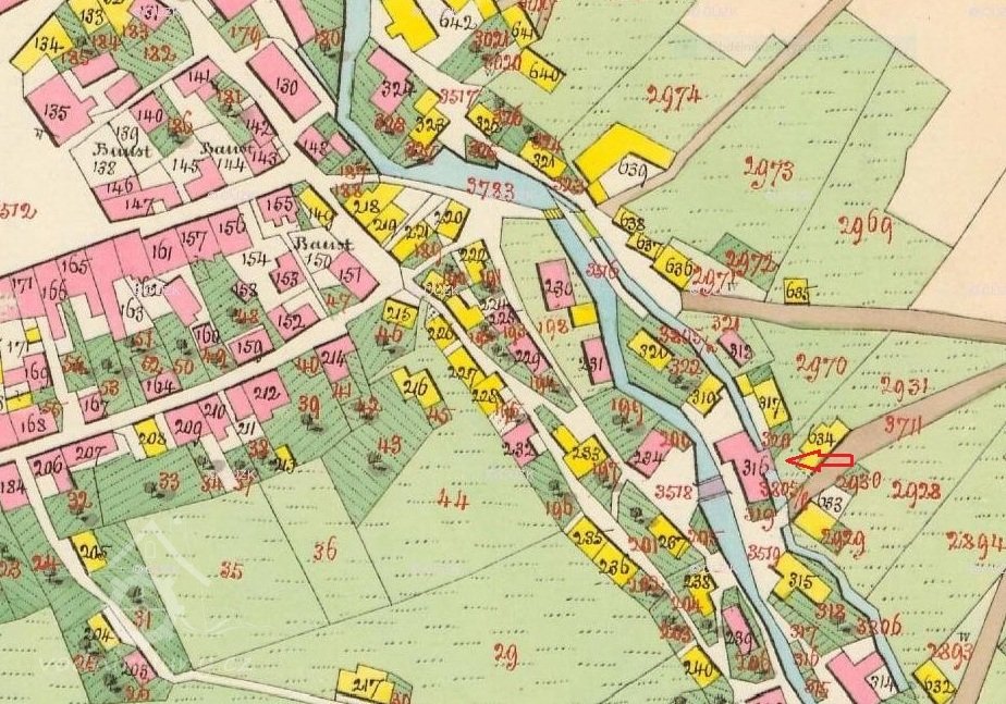 Císařský povinný otisk, výřez, 1843 © https://archivnimapy.cuzk.cz