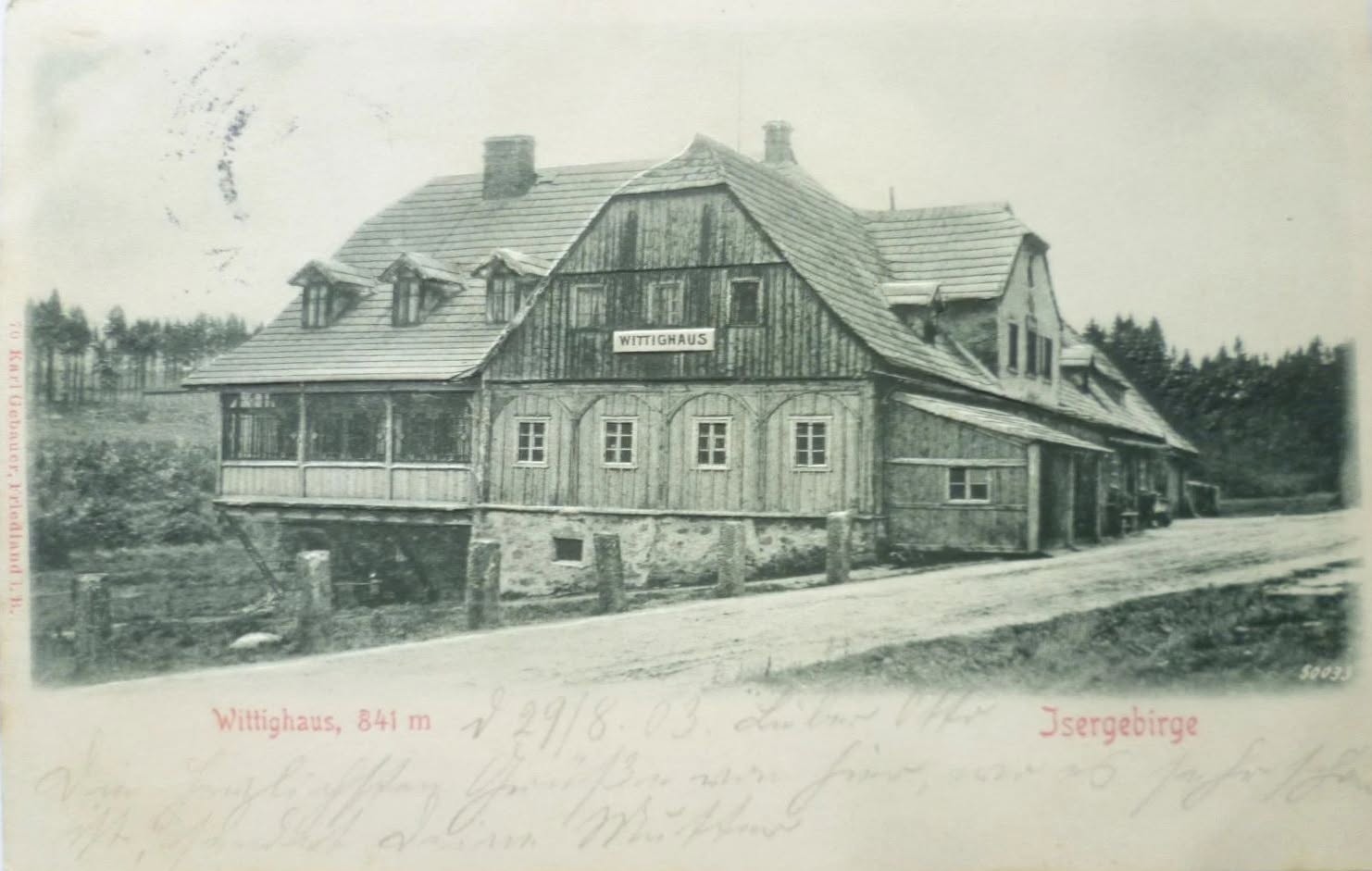 Smědava (Berghütte Wittighaus), Bílý potok (Weißbach), Jizerské hory (Isergebirge), rok 1903. (archiv Otto Rikitan Ečer)
